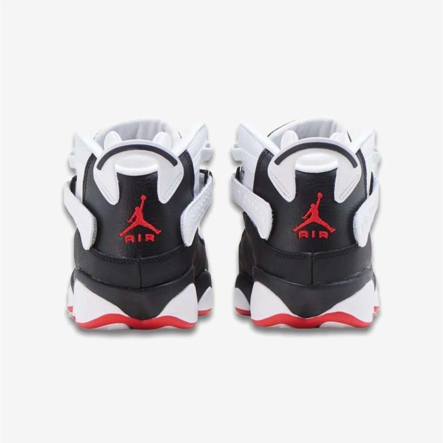 Air Jordan * | Air Jordan Jordan 6 Rings Black University Red White Grade School 323419-008