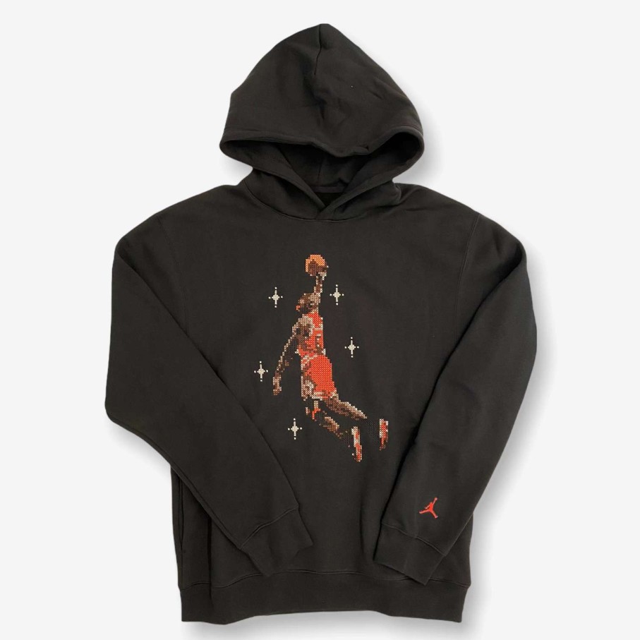 Air Jordan * | Air Jordan Jordan Essentials Graphic Fleece Hoodie Black Dc9713-010