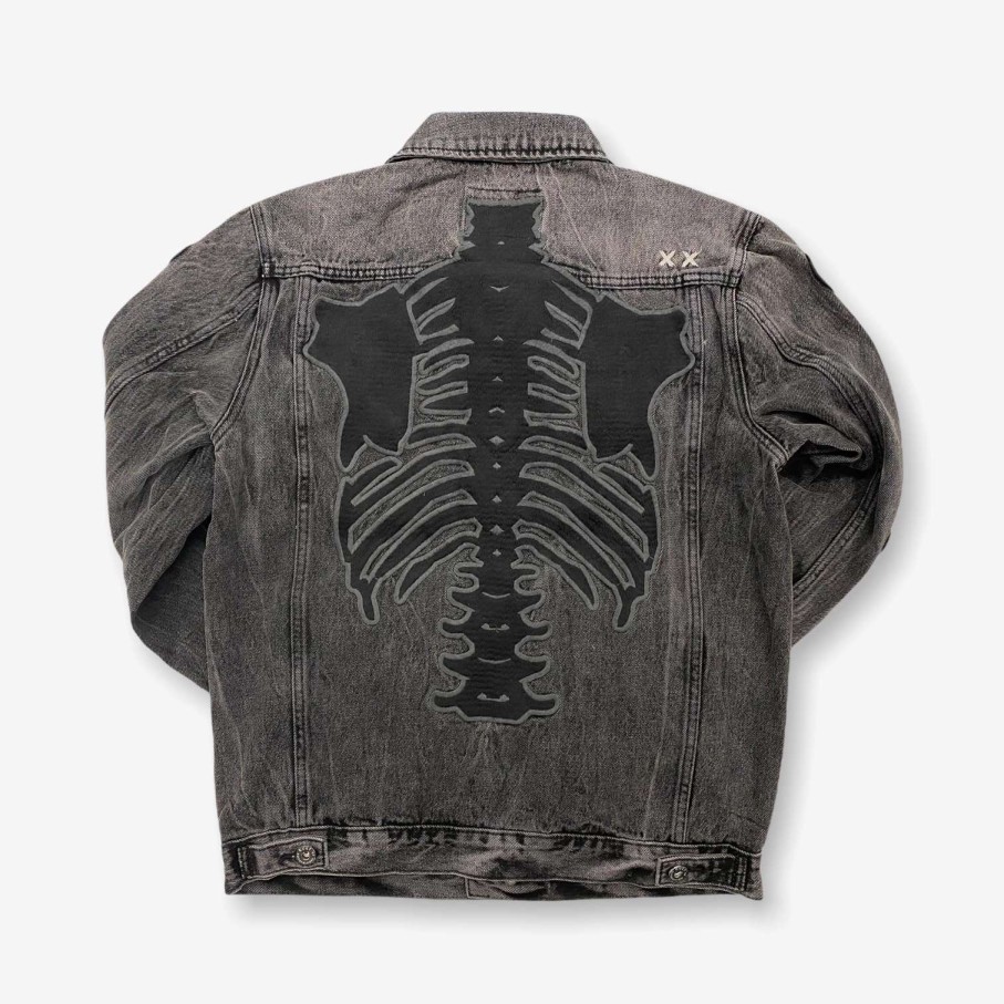 Cult Of Individuality * | Cult Of Individuality Bones Type Ii Denim Jacket Bones