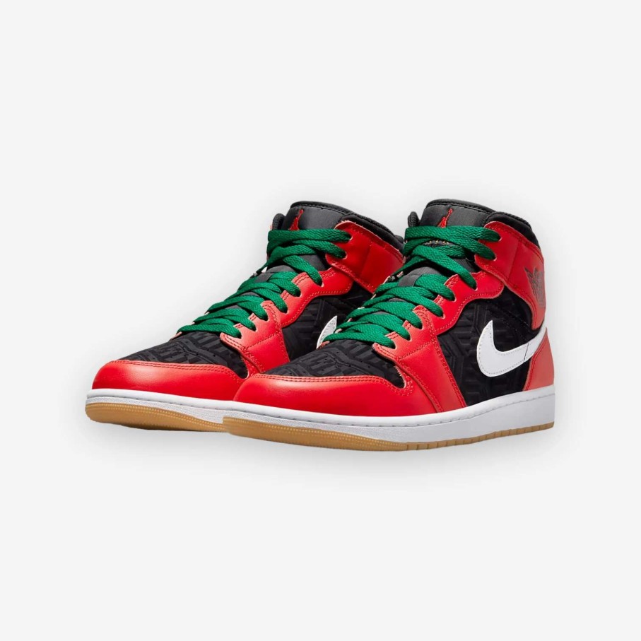 Air Jordan * | Air Jordan 1 Mid Se Black Fire Red White Malachite Dq8417-006