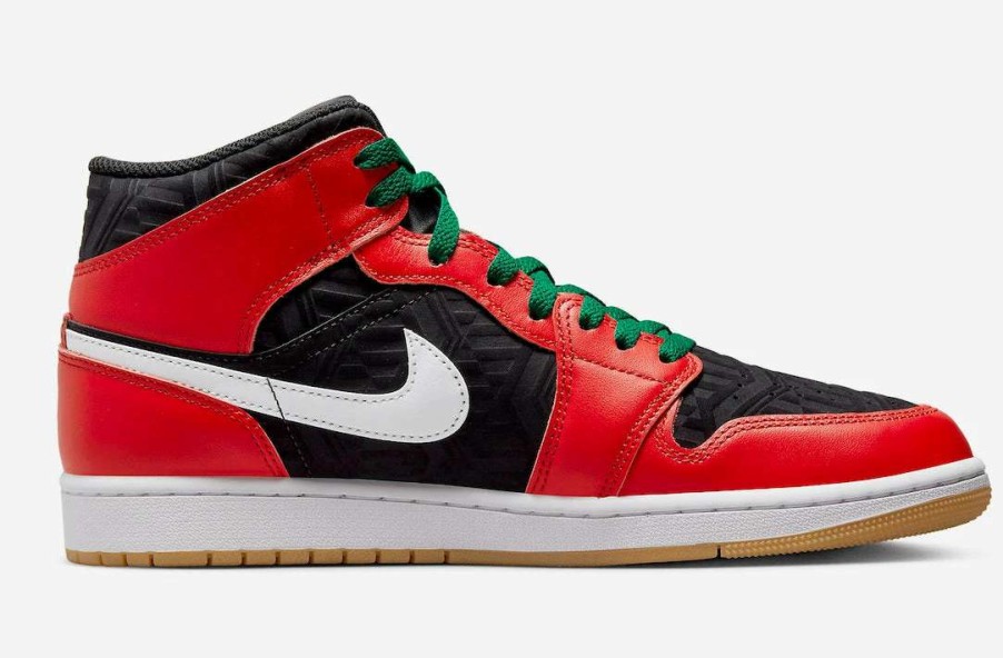 Air Jordan * | Air Jordan 1 Mid Se Black Fire Red White Malachite Dq8417-006