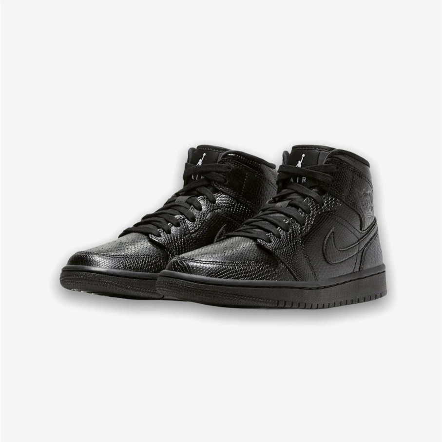 Air Jordan * | Women'S Air Jordan 1 Mid Black Black White Bq6472-010