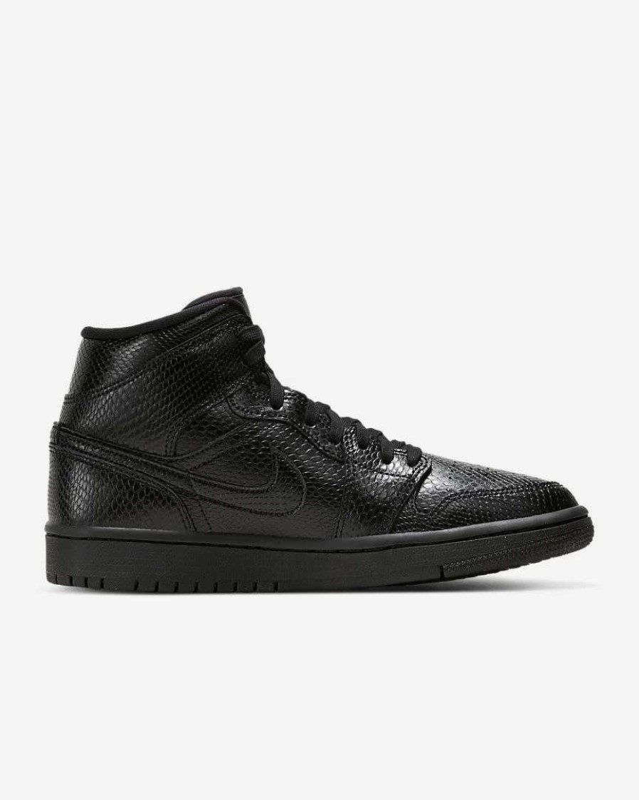 Air Jordan * | Women'S Air Jordan 1 Mid Black Black White Bq6472-010