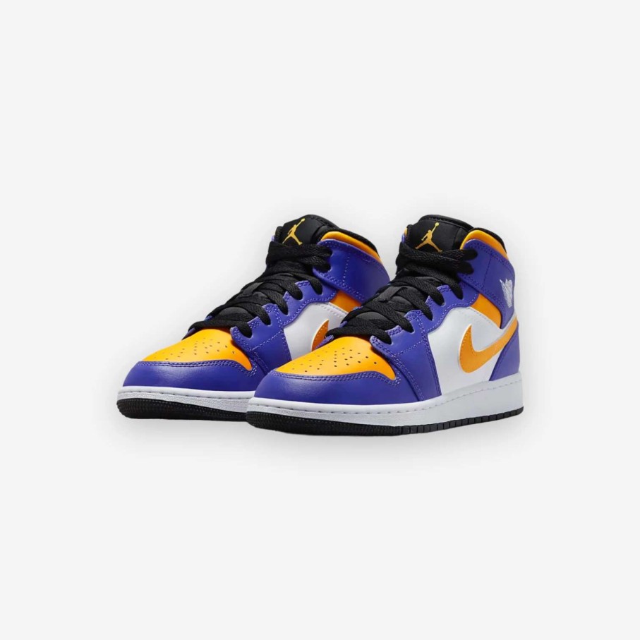 Air Jordan * | Air Jordan 1 Mid (Gs) Dark Concord Taxi White Black Dq8423-517