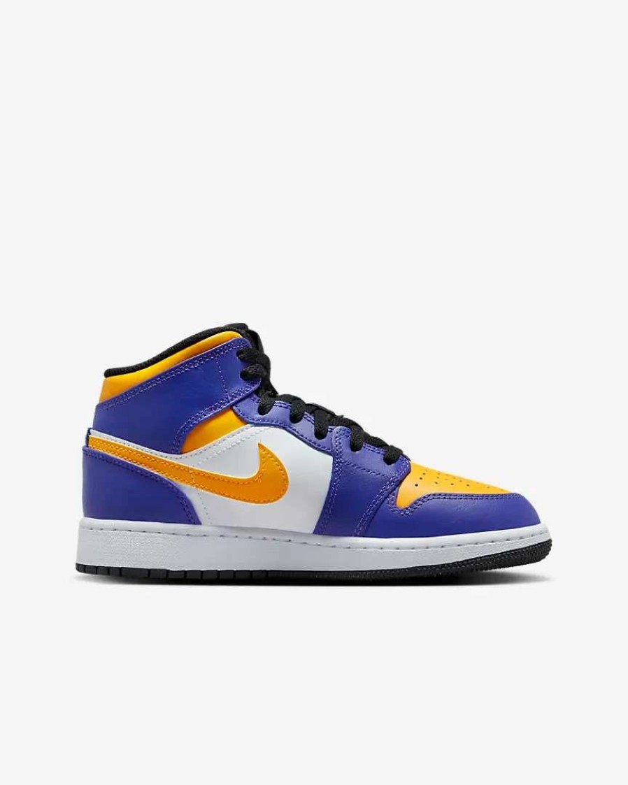 Air Jordan * | Air Jordan 1 Mid (Gs) Dark Concord Taxi White Black Dq8423-517