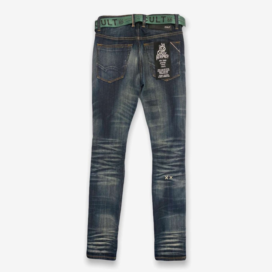 Cult Of Individuality * | Cult Of Individuality Punk Super Skinny Belted Jeans Forest