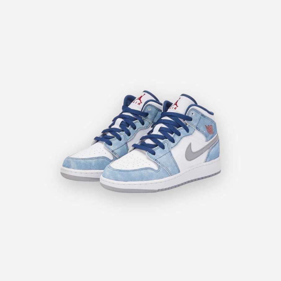 Air Jordan * | Air Jordan 1 Mid Se Gs French Blue Fire Red White Dr6235-401