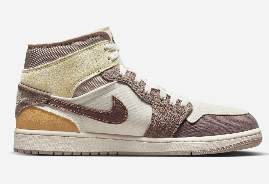 Air Jordan * | Air Jordan 1 Mid Se Craft Sail Taupe Haze Fossil Stone Dm9652-102